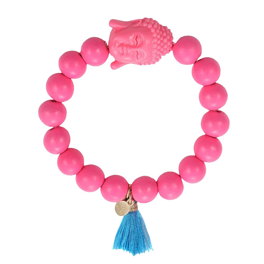 Holzperlenarmband Buddha + Quaste