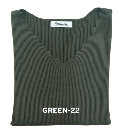 Basic Pullover mit verspielten V-Ausschnitt gerippt MX-2011