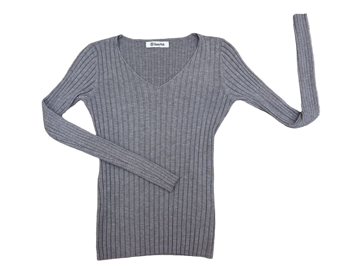 Basic Pullover V-Ausschnitt gerippt BELLA