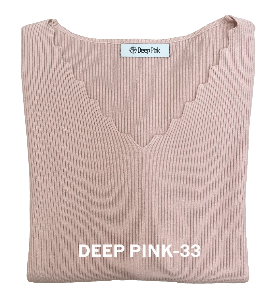 Basic Pullover mit verspielten V-Ausschnitt gerippt MX-2011