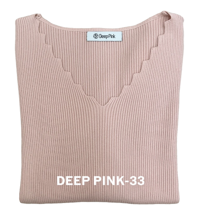 Basic Pullover mit verspielten V-Ausschnitt gerippt MX-2011