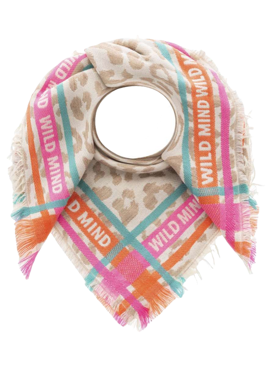 ZWILLINGSHERZ Viereckstuch "Wild Mind" Leo Orange/Pink
