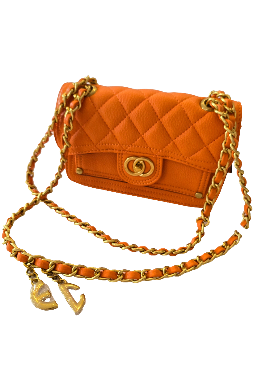 Handtasche Gestepptes Leder 3004 Orange