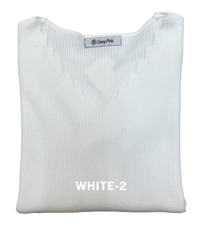 Basic Pullover mit verspielten V-Ausschnitt gerippt MX-2011