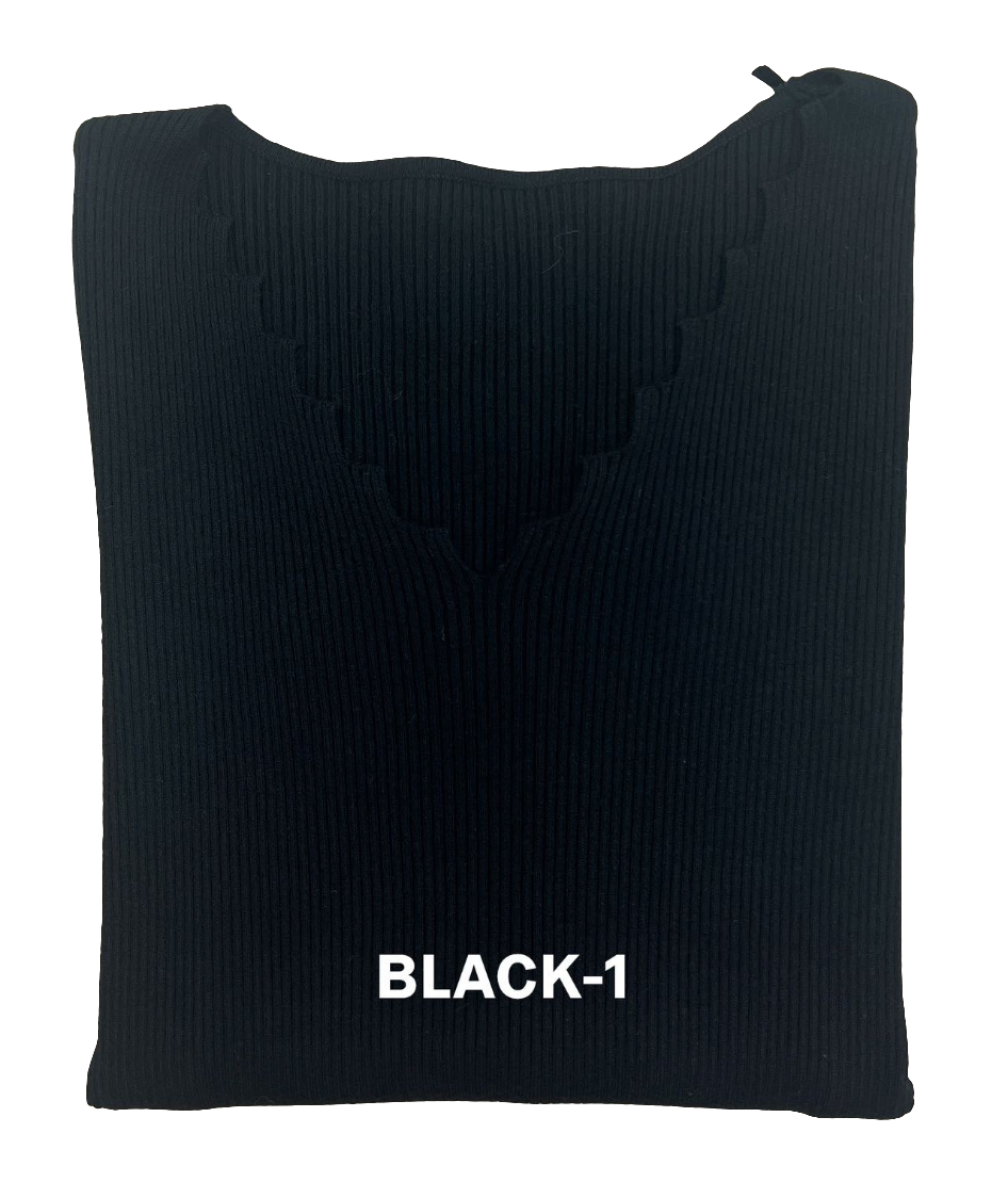Basic Pullover mit verspielten V-Ausschnitt gerippt MX-2011