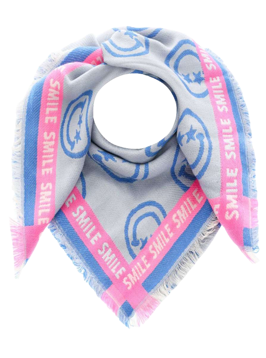 ZWILLINGSHERZ Viereckstuch "Happy Smiley" Blau/Pink