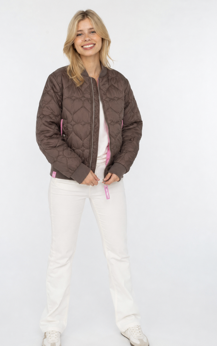Zwillingsherz Bomberjacke BE HAPPY Braun