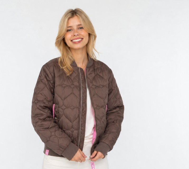 Zwillingsherz Bomberjacke BE HAPPY Braun