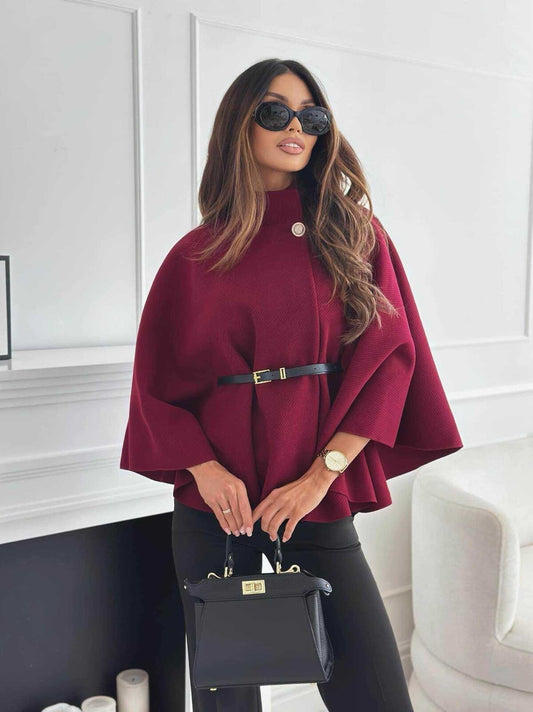 Eleganter Cape Poncho mit Gürtel versch. Farben