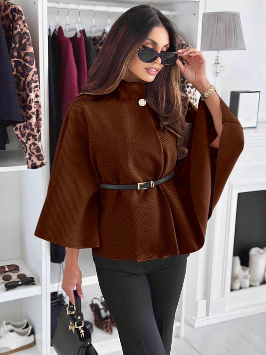 Eleganter Cape Poncho mit Gürtel versch. Farben