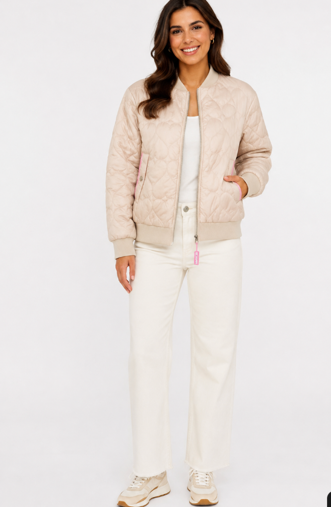 Zwillingsherz Bomberjacke BE HAPPY Creme