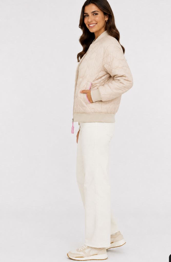 Zwillingsherz Bomberjacke BE HAPPY Creme