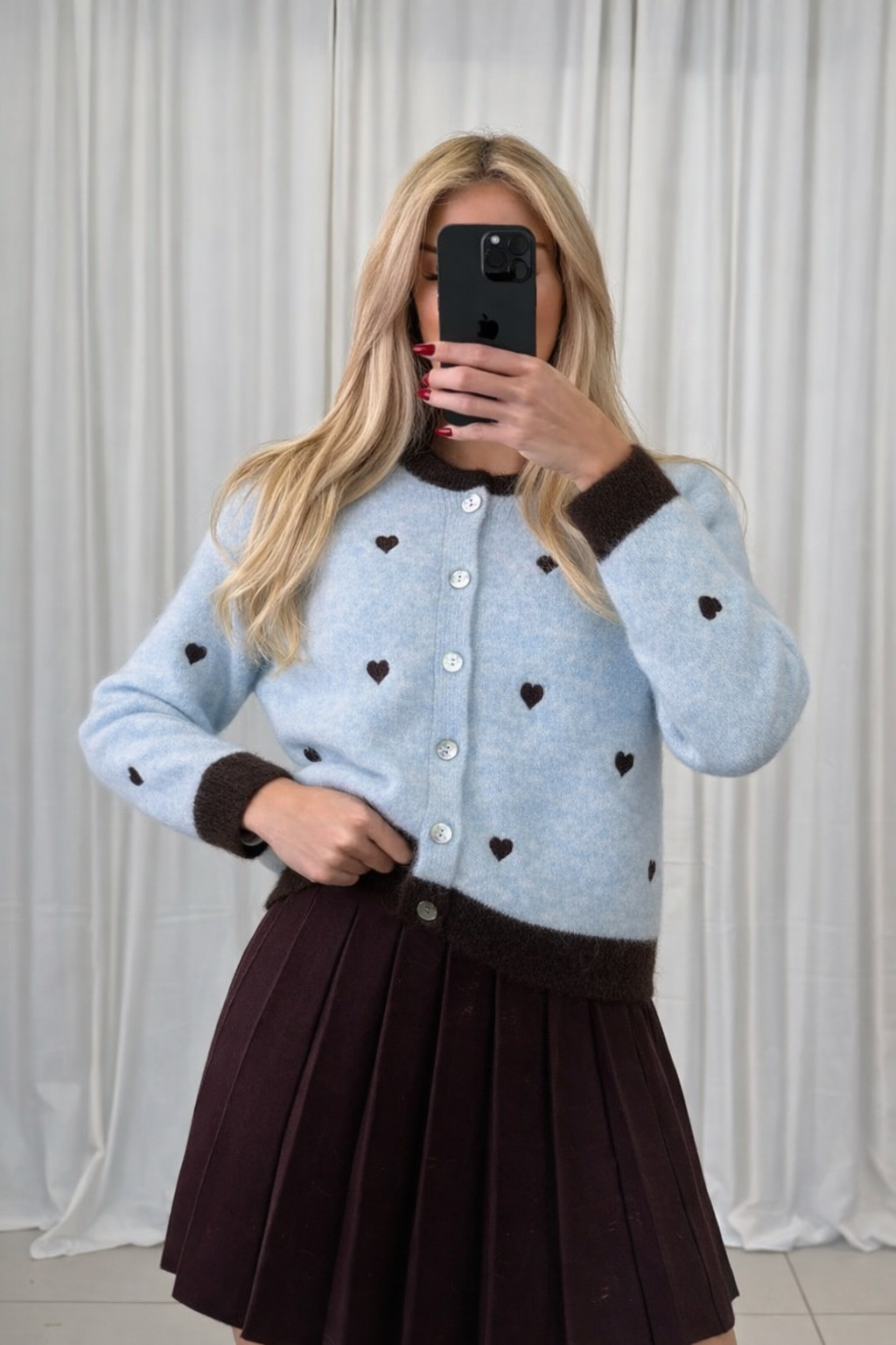 Cardigan Little Heart Hellblau