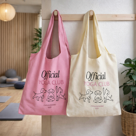Zwillingsherz Stofftasche Yoga Club Hund Print Shopper
