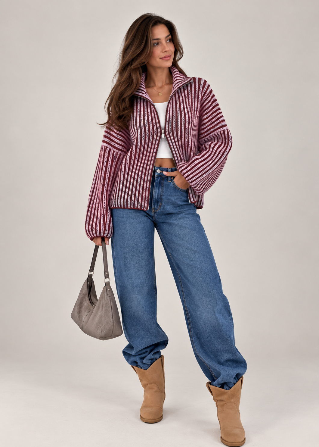 Strickjacke Zipper Stripes LIVIA