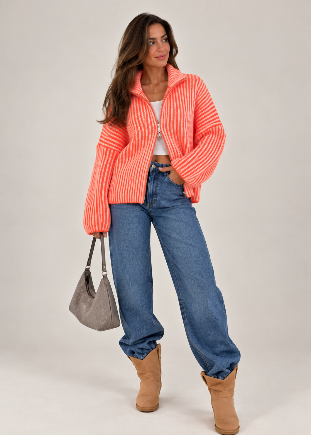 Strickjacke Zipper Stripes LIVIA