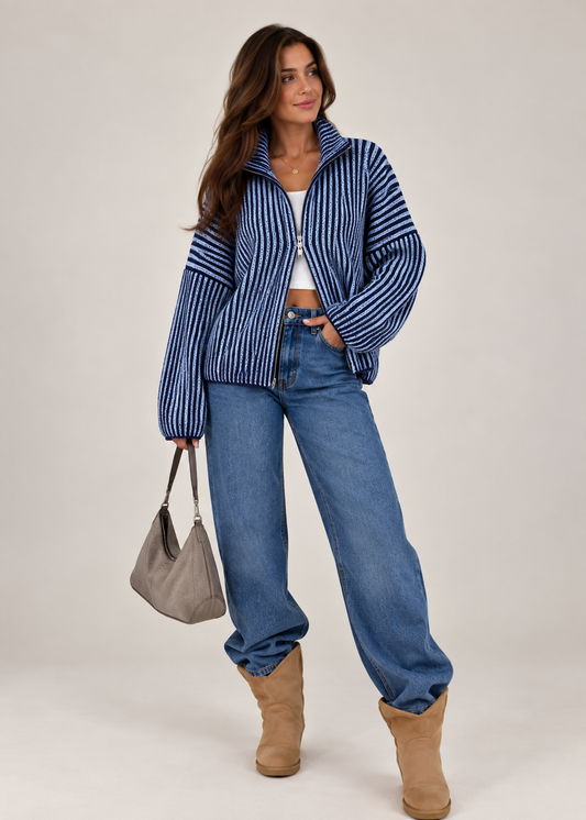 Strickjacke Zipper Stripes LIVIA