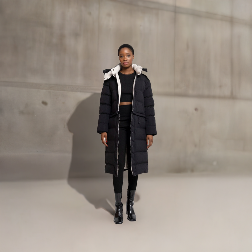 2-in-1 Mantel/Jacke Schwarz