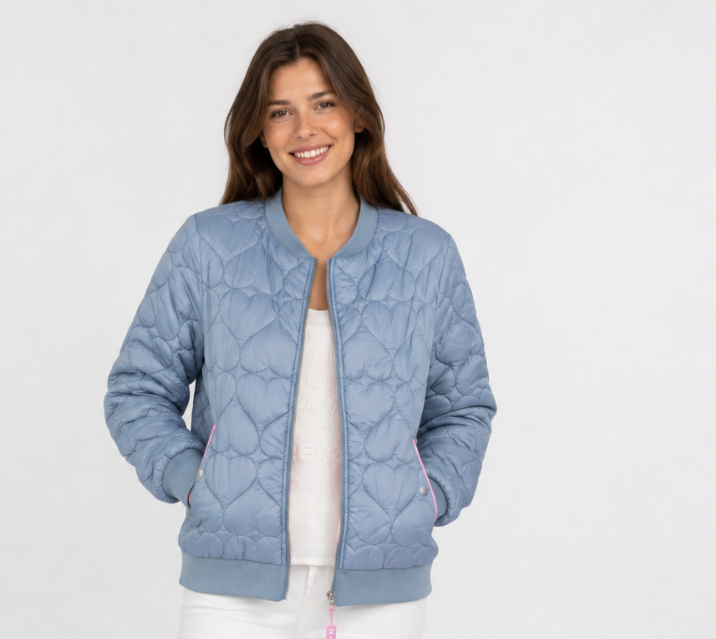 Zwillingsherz Bomberjacke BE HAPPY Jeansblau